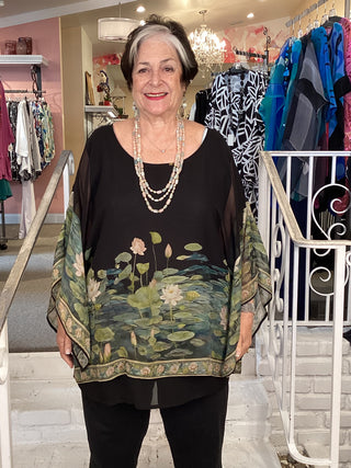 SILK TUNIC-PEACEFUL LOTUS POND