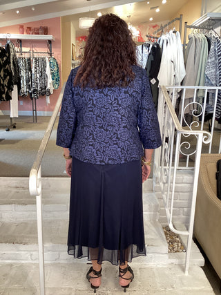 JACQUARD TEA JKT & DRESS -NAVY