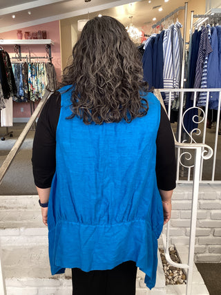 LINEN GAUZE VEST - SKY
