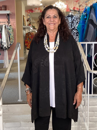 OPEN KIMONO - SOLID SILK BLK