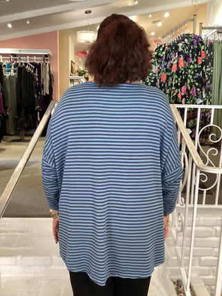 V NECK STRIPE TUNIC - TIDAL