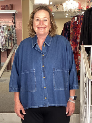 ST907D DENIM BUTTON TOP