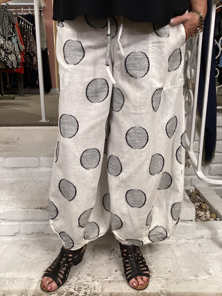 BARREL PANT - WHITE DOT