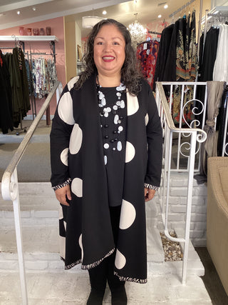 TUVA LONG CARDI - B/W DOT