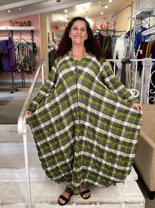 GREEN PLAID PODRAY DRESS