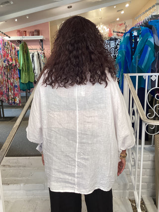 COWL LINEN TOP - WHITE