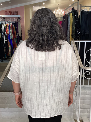 Cheyenne White Pin Stripe Linen Top