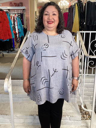 PRINT DOUBLE PKT TOP - SILVER