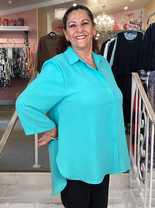 BUTTON AIRFLOW SHIRT - AQUA