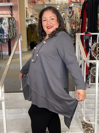 Asymmetric Pullover - Charcoal