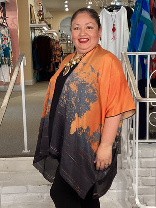 Silk Long Kimono - Sienna Skies
