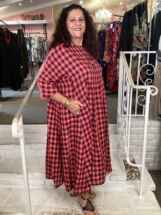 SD170C CHECK LINEN DRESS-CERIS