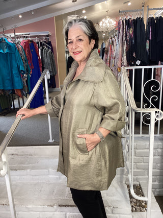 SHIMMER LONG JKT - OLIVE