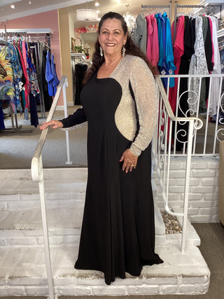 "ANJA" ASYM GOWN - BLACK-NUDE