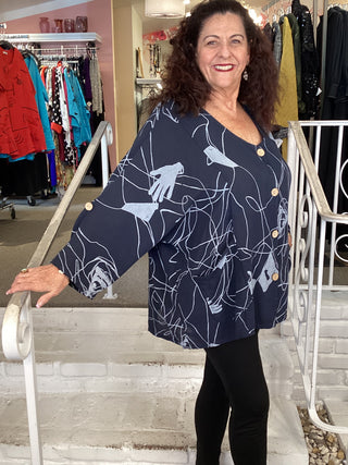 ABSTRACT HAND JKT/TUNIC - NAVY