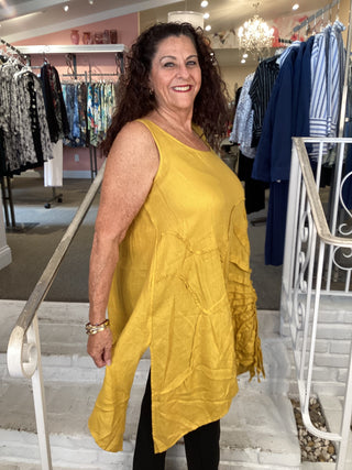 LINEN GAUZE TUNIC - MUSTARD