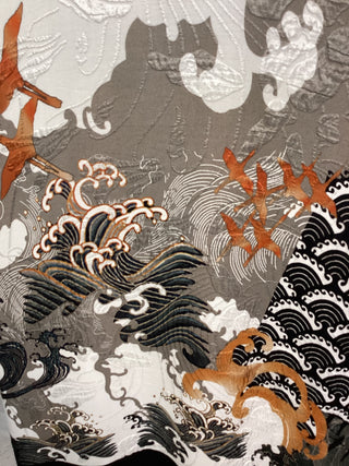 OPEN KIMONO - WAVES & CRANES
