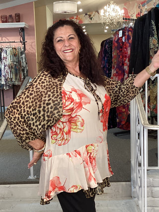 ET337F TIED FLORALL TUNIC