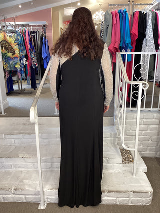 "ANJA" ASYM GOWN - BLACK-NUDE