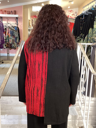 MIX MEDIA COWL TOP  - RED