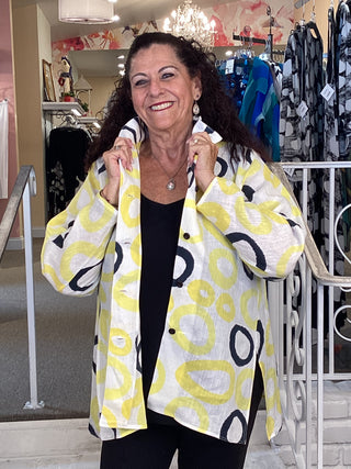 Issey Top - Yellow/Black Circles
