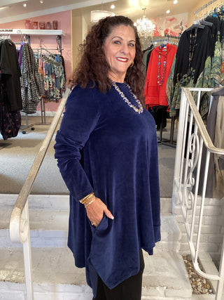 CLARA VELVET TUNIC - NAVY