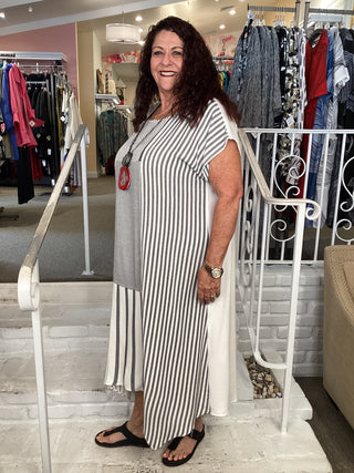 S/S Patch Dress - White Combo