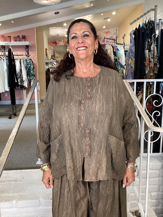 FT1520 SHORT BUTTON TOP -BROWN