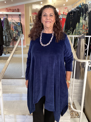 CLARA VELVET TUNIC - NAVY