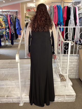 "GEORGIA" CREW GOWN-BLACK-NUDE