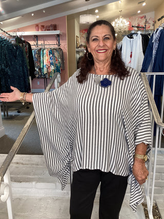 Stripe Poncho - Natural