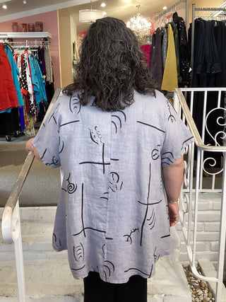 PRINT DOUBLE PKT TOP - SILVER