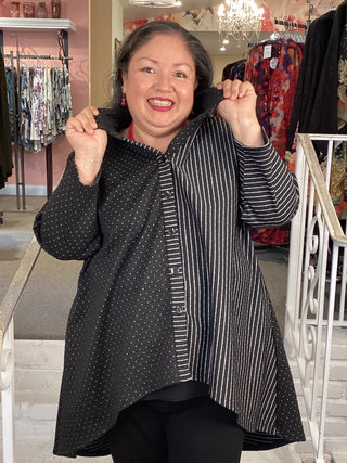 HI  LOW SHIRT - DOT/STRIPE DOT