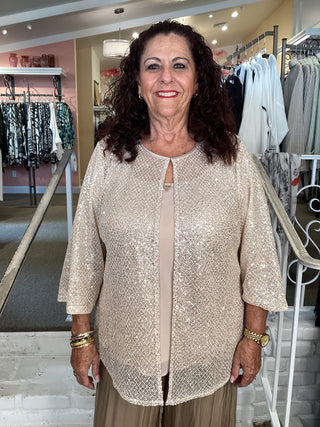CROCHET TWINSET - TAUPE