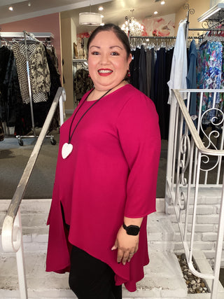LONG ASYM TUNIC - MAGENTA