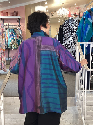 ISSEY SILK SHIRT - TURQ/PURPLE