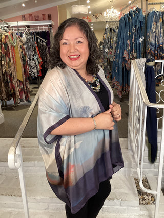 Silk Long Kimono - Cool Breeze