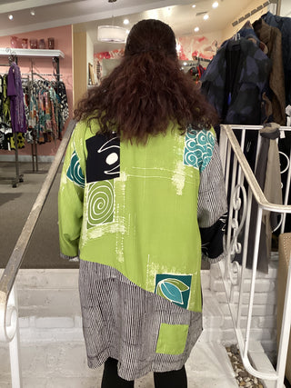 COMBO TEE - LIME & BW