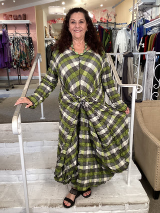 GREEN PLAID PODRAY DRESS