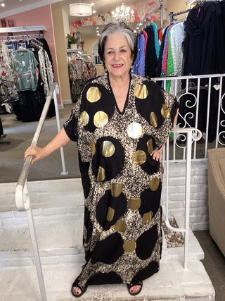 V-NECK GOLD DOT KAFTAN