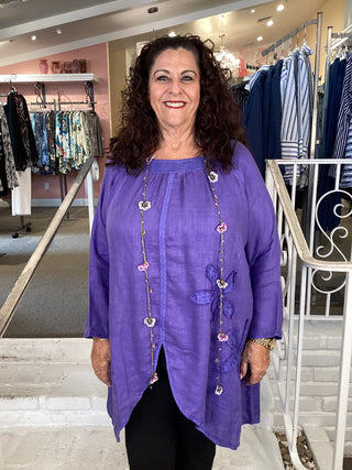 LINEN GAUZE TUNIC - PURPLE