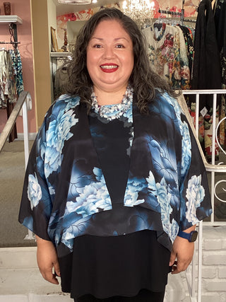 Silk Kimono Jacket - Blue Hydrangea