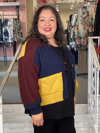AS945H PATCH CARDIGAN - HONEY