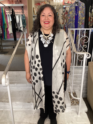 RT0994 WRAP DUSTER - BW DOT