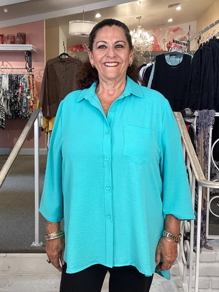 BUTTON AIRFLOW SHIRT - AQUA