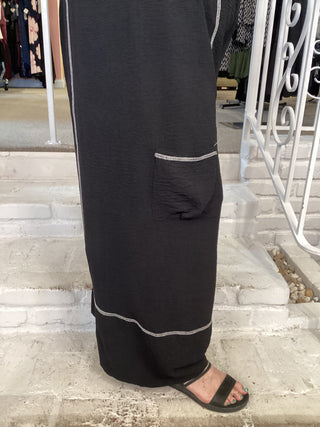 CONTRAST STITCH PANT - BLACK