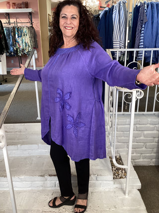 LINEN GAUZE TUNIC - PURPLE