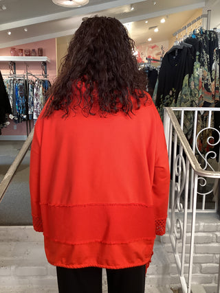 MESH HOOD/CUFF TUNIC - RED