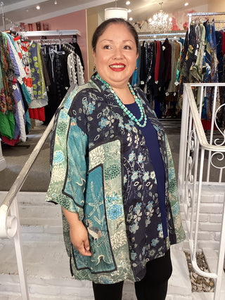 OPEN KIMONO - CRANE BAMBOO FLO