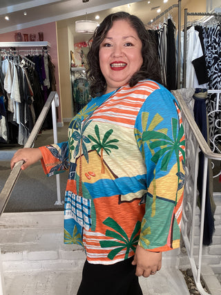 3/4 ROUND HEM TOP - SIESTA
